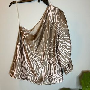 Vici one shoulder pink and tan zebra blouse size small